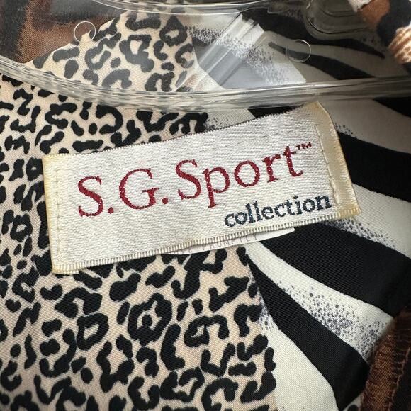 SG Sport Women Top Sz XL Animal Print Maximalist Junglecore Safari Y2K Statement - Picture 3 of 6